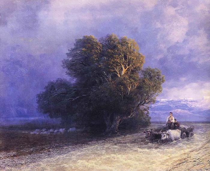 Ivan Aivazovsky Ox Cart Crossing a Flooded Plain oil painting picture